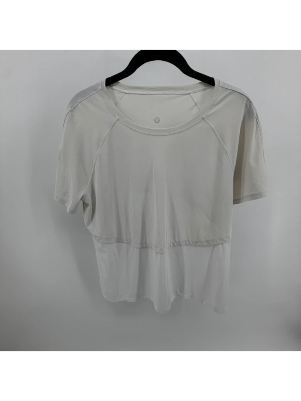Lululemon White Short Sleeve Athletic Top Layered Hem No Size Tag